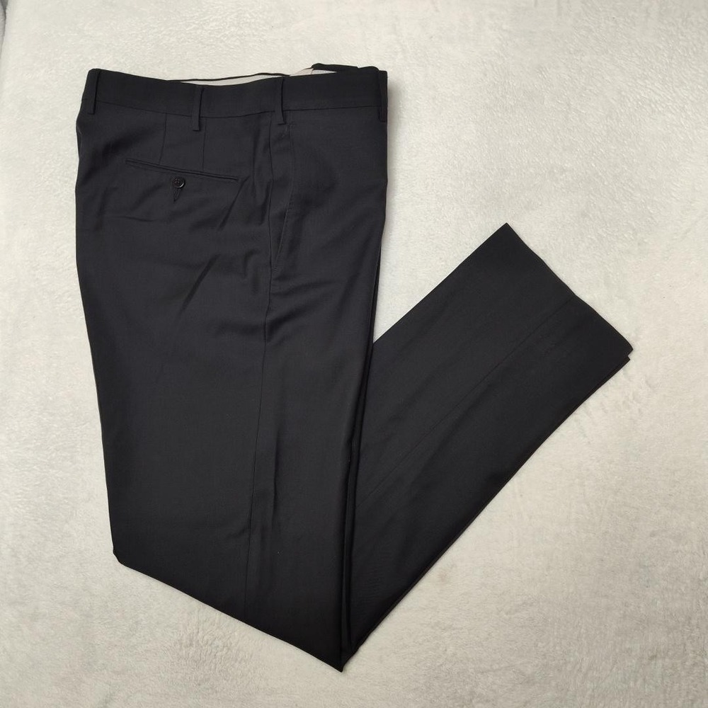 Zanella Pants Mens 36x34 Black Wool Parker Tweed Dress Slacks Suit Trouser Italy